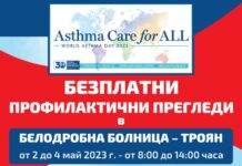 Белодробна Болница – Троян с безплатни профилактични прегледи по повод Световния ден за борба с астмата